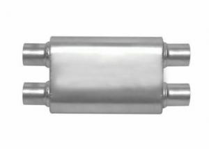 Quality Dual In / Dual Out 3 Oval Stainless Steel Exhaust Muffler for sale