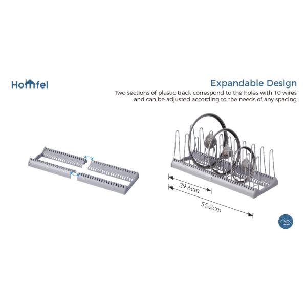 Standing Type Expandable Pot Lid Holder , Kitchen Pot Rack Organizer