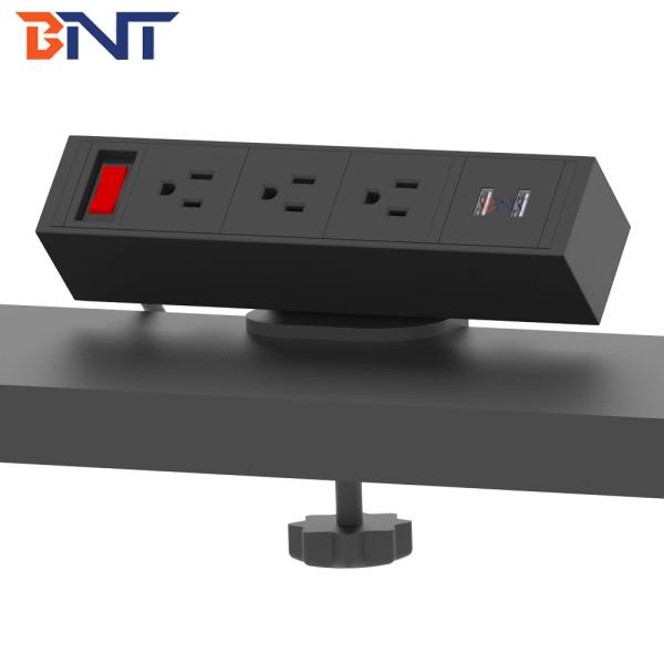 Modern office table mount white color clamp on table power outlets with USB