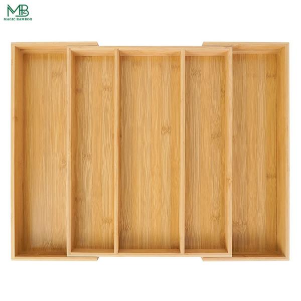 Buy Bamboo Expandable Compartment Drawer Storage Box at wholesale prices