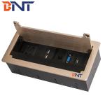 Conference table flip open brush socket with power data connectors