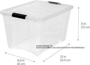 53 Quart Stackable Plastic Storage Bins With Lids And Latching Buckles, 6 Pack - Clear, Containers With Lids