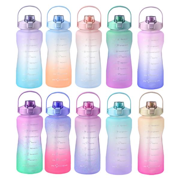 Unisex Sports Silicone Water Bottle Customized Logo 2000ml Water Bottle With Straw