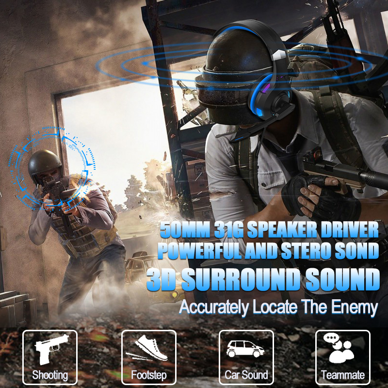 RGB Wired Noise Cancelling PC Gaming Headset 2.2m Cord Length for Gamers