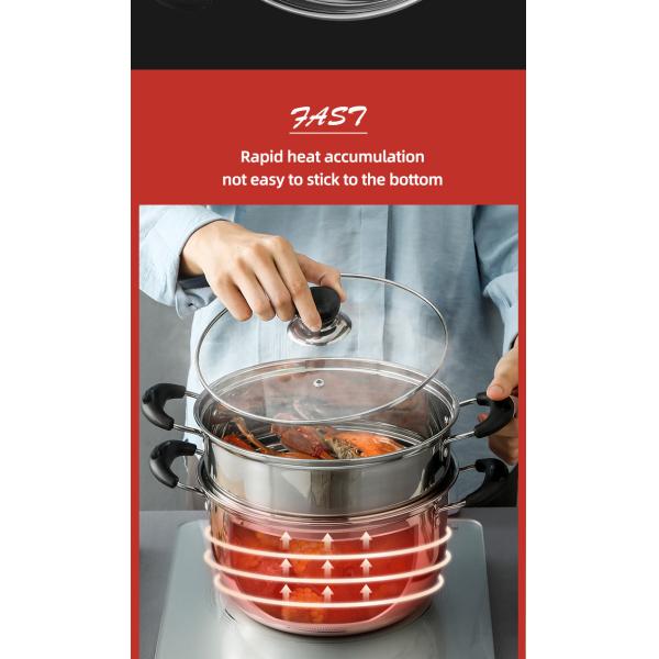 Hot Selling Kitchen Silver Cooking Soup Pot 304 Stainless Steel Steamer Pot Induction Stock Pot With Glass Lid
