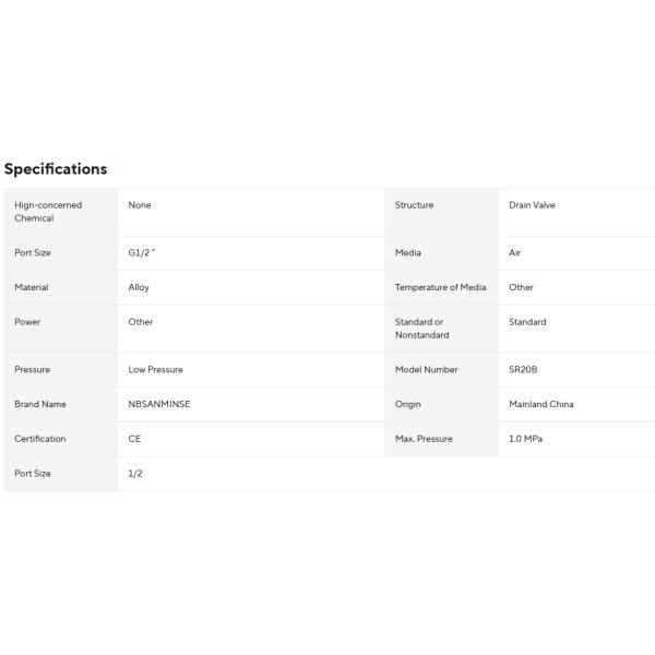 NBSANMINSE G 1/2 SR20B Round Ball Float Drainage Device Auto Drain for Air Compressor Drain Valve