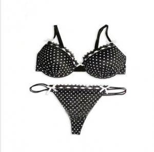 Quality Breathable ODM OEM Polyester / Cotton Black Sexy Matching Bra And Underwear Sets For Women for sale