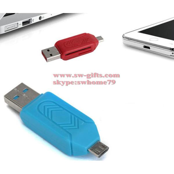 2 in 1 USB OTG Card Reader Universal Micro USB OTG TF/SD Card Reader Phone Extension Headers Micro USB OTG Adapter