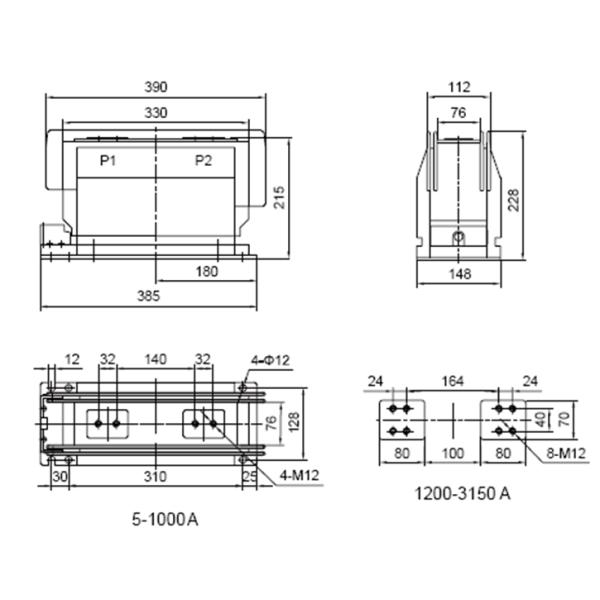 Indoor 10KV Low Voltage High Current Transformer Accuracy Class 0.5 Multiple Installation