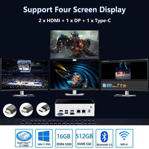 Windows 11 Pro Lightweight Portable Mini PC 12th Gen Intel Core I5 Processor