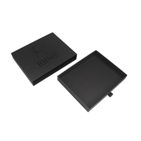 Recyclable custom Design Rigid Drawer Gift Cardboard Black Silk Scarf Box Luxury Sliding Box Paper Packaging