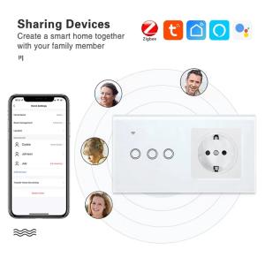 Quality Wifi Wall Smart Plug And Switch Tuya Smart App Light Switch With Plug Combo for sale