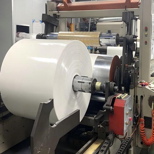 Close-up view of PE coated paper surface showing texture