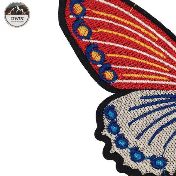 Butterfly Iron On Embroidered Patches Stick On Style With Merrowed / Heat Cut Border