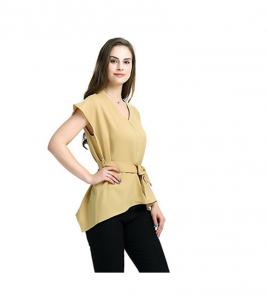 China Newest Design Women Blouse With Belt Hot Sale on sale