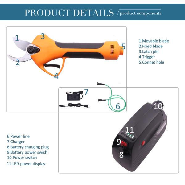 Swansoft 800g Long Time Use Powerful 3.5CM Electric Pruning Shears to Europe and US
