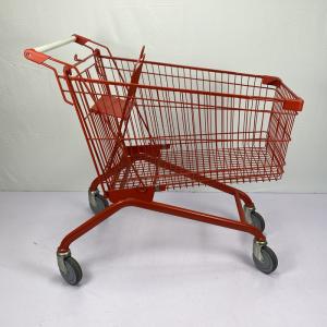 Quality Red Steel Shopping Cart CE Certificate 180L European Large Shopping Cart for sale