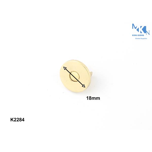 Decorative Metal Bag Magnetic Button 18mm Diameter Light Gold Fashion Design