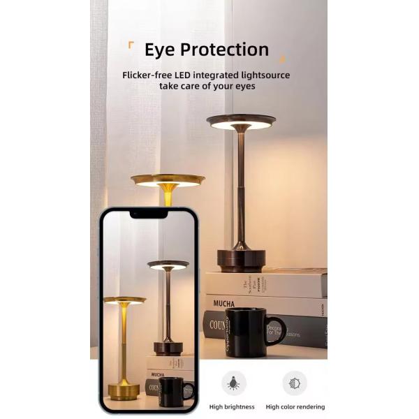 3W Rechargeable LED Desk Light 2000mAh Touch Switch Three Color Dimming Table Lamp