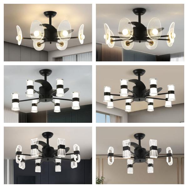 JYLIGHTING Modern Simple High Wind Smart Fan Multi-head with Full Spectrum