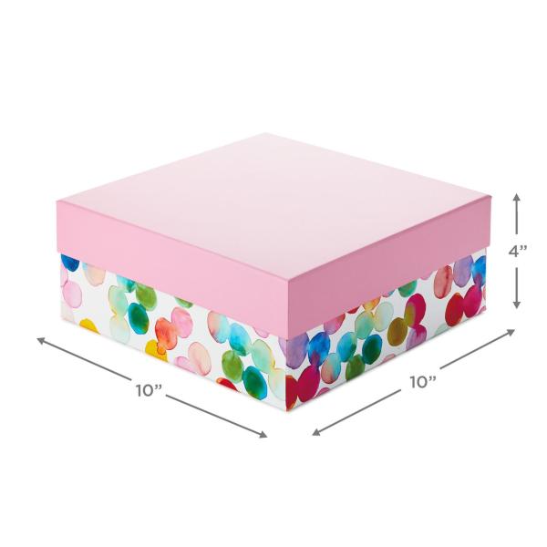10 inch Square Watercolor Dots Gift Rigid Packaging Box 2 Piece