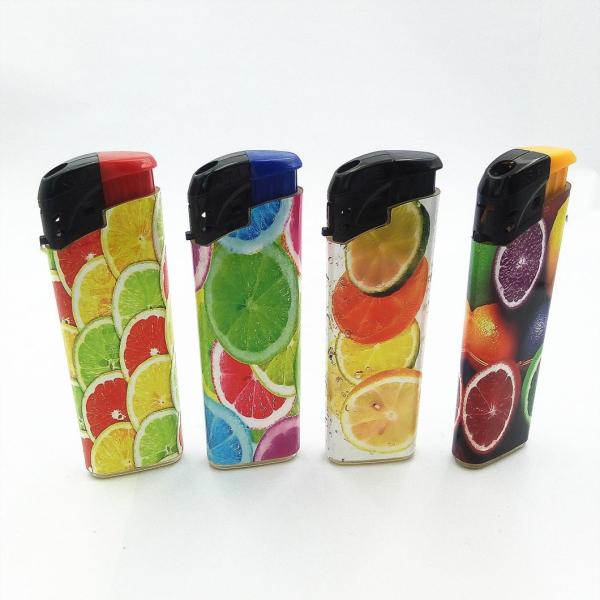 Colorful High Quality EUR Standard Plastic Electric Lighter with Custom Pattern-Fruits