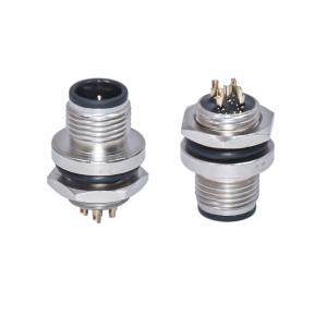 China M12 Waterproof Connector Pcb Solder Rear Mount Connector Flange Socket PA66 IP67 M8 A B D Code on sale