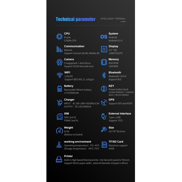 WIFI BT 4.0 58mm Thermal Receipt Printer Code Scanner Handheld Mobile Android Pos Terminal Machine Point of Sale Systems