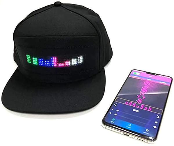 Buy Animated Sign Bluetooth LED Hat Programmable Message Black Cap at wholesale prices