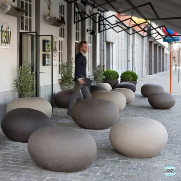 Grey Outdoor Round Concrete Coffee Table GRC Fiberglass Furniture Dinning Table