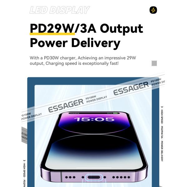 ES-X57 Series USB C To L Lightning Charging Cord 29W For IOS / Earphone