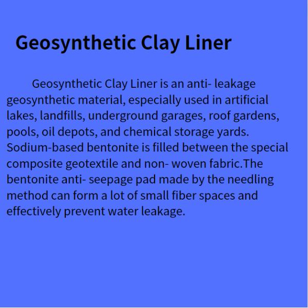 Permanent Waterproof Performance Geosynthetic Clay Liner for Outdoor in Dam and Pond