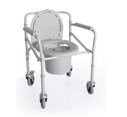 China Bedpan Castor Folding Toilet Chair , Aluminum Portable Shower Commode Chair on sale