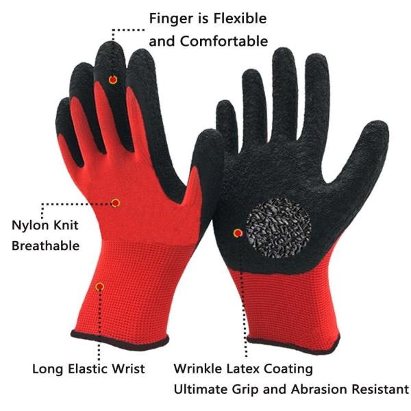 Buy Comfortable 13 Gauge Latex Coated String Knit Gloves Elastic Cuff For Construction at wholesale prices