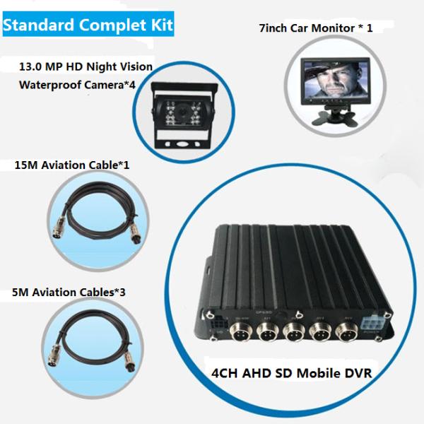 Realtime Vehicle Security Camera System Support Wifi 3G 4G GPS AHD 4ch 720p Mobile Dvr Kit