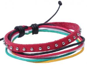 Quality Rivet small fresh leather bracelet leather bracelet wax rope bracelet multilayer mixed for sale