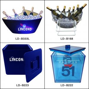 China Custom Logo Bar Led Wine Cooler Plastic Acrylic Ice Bucket Big Capacity on sale