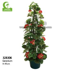 China Lifelike Stunning 85cm Tall Artificial Potted Flower Geranium Outdoor Decorative on sale