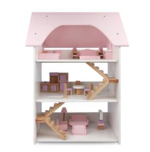 Quality Wooden three-story villa girl DIY simulation home large house pink doll house early education educational toys for sale