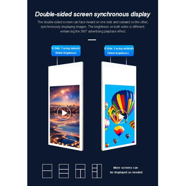 3000 Nit High Brightness Monitors Hanging Advertising Digital Signage Facing Window Lcd Screen Display