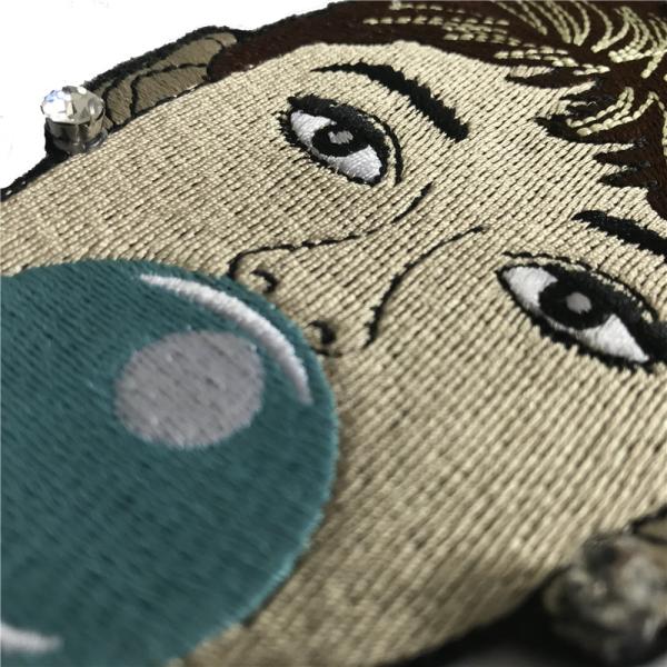 Beautiful Woman 3D Custom Woven Badges , Pearl And Rhinestone Applique For Work Blouse