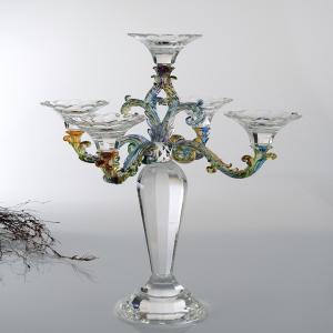 Quality European Style 5 Arm Crystal Candelabra For Wedding Centerpieces Decoration for sale