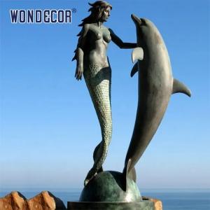 Quality Custom Outdoor decoration famous life size bronze mermaid dolphins statue for sale