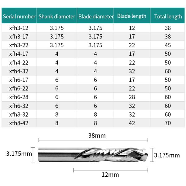 Customizable HRC45-65 Workpiece Spiral Up and Down Compression End Mill and Carbide Cutter for CNC Process