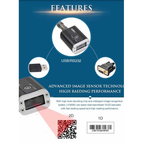 2D Barcode Scanner Module USB RS232 IP68 Sealed Housing For Production Line