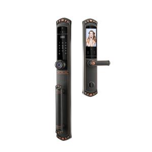 Quality Red Bronze 3D Face Door Lock With Video Intercom Function With 6068 Mortise for sale