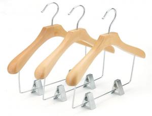 China Flat Style Kids Wooden Hanger with Adjustable Clip on sale