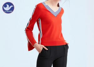 Quality Stripes V Neck Pullover Sweater Women