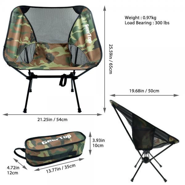 Camouflage 300lbs Load Fold Up Camping Chairs For Picnic