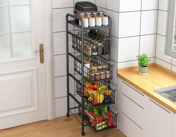 Buy Drawer Type Multi Layer Kitchen Shelf With 4 Tier Shelving Unit at wholesale prices
